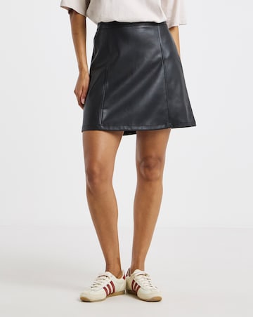 Black PU A-Line Mini Skirt