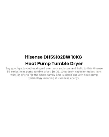 Hisense 5S Series DH5S102BB 10kg Heat Pump Tumble Dryer