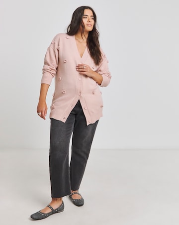 Pink Floral Applique Cardigan