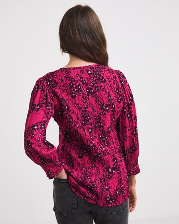 Pink Animal Shirred Back Top