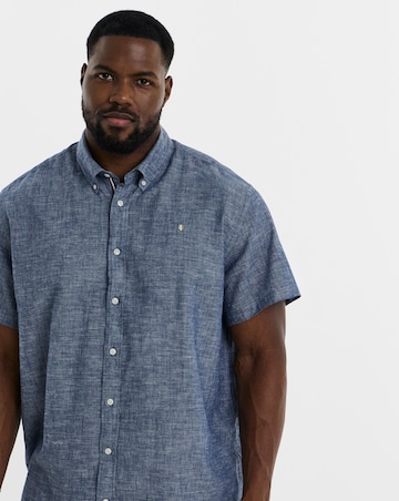 Jack & Jones Premium Summer Linen Blend Shield Shirt - Denim Blue