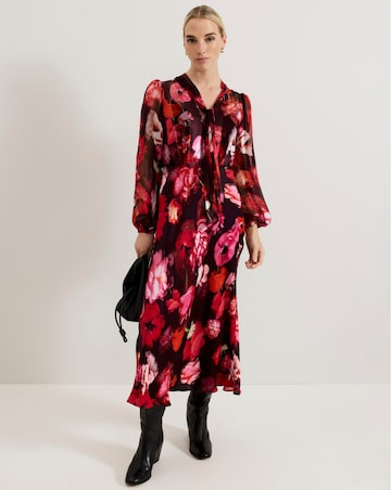 Phase Eight Eleini Floral Tie Neck Midi Dress