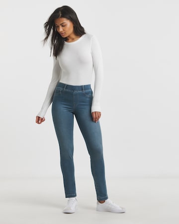 Simply Be Bella Mid Blue Pull On Slim Leg Jeggings