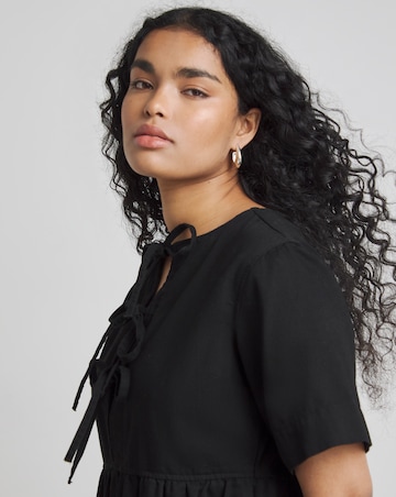 Simply Be Black Denim Tie Front Midi Dress