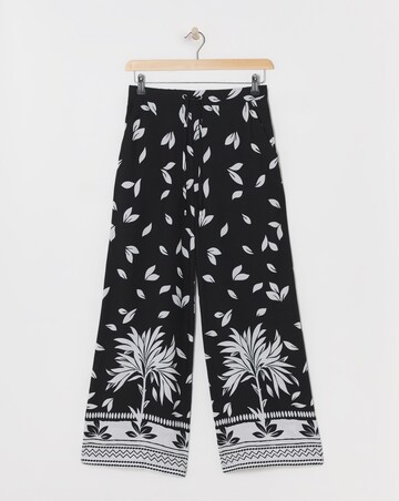 Spun Viscose Broder Print Wide Leg Trousers