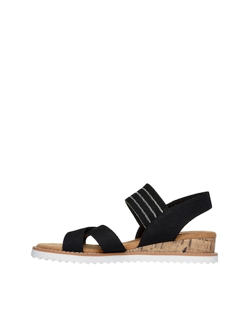 Skechers Black Bobs Desert Kiss Mesh Strap Sandals- Wide Fit (E)