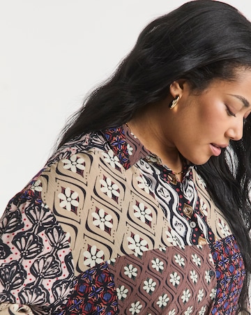 Simply Be Patchwork Print Crinkle Shirt