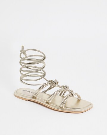 Opal Metallic Knotted Ankle Tie Flat Sandals - Wide Fit (E)