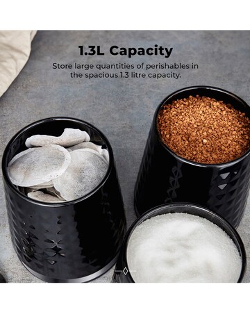 Tower Solitaire Set of 3 Canisters-Black