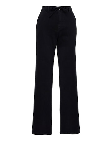 Black Fleece Lined Cosy Warm Feel Wide Leg Jeans