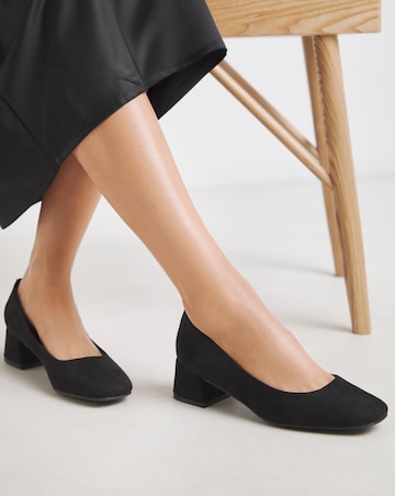 Heavenly Soles Catherine Low Block Heel Court Shoes - Wide Fit (E)