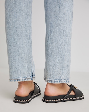 Lyon Leather Hardware Footbed Sandals - Extra Wide Fit (EEE)