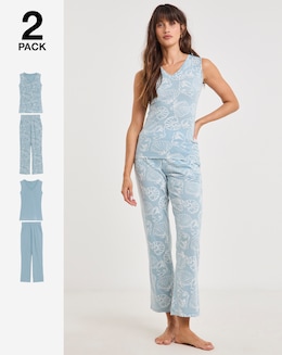 JD Williams (2 Pack) Value Pyjama Sets Shell Print