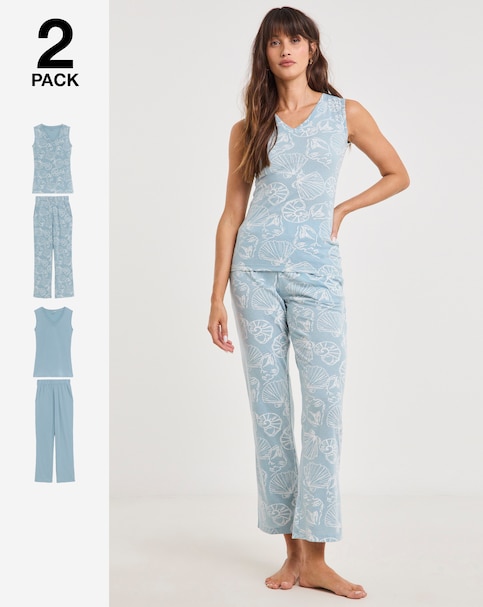 JD Williams (2 Pack) Value Pyjama Sets Shell Print