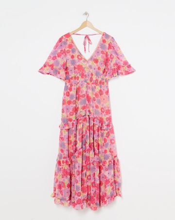 Pink Floral Tiered Maxi Dress