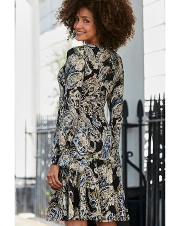 Sosandar Black Paisley Mini Dress