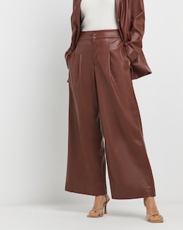 Faux Leather Wide Leg Trouser