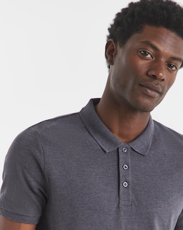 Pure Cotton Pique Polo- Charcoal