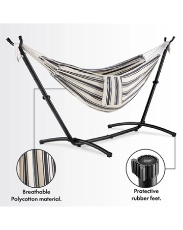 VonHaus Ibiza 2 Person Cotton Hammock with Steel Stand