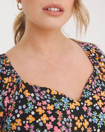 Ditsy Floral Print Supersoft Sweetheart Neck Jumpsuit