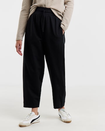 Black Barrel Leg Jersey Trouser