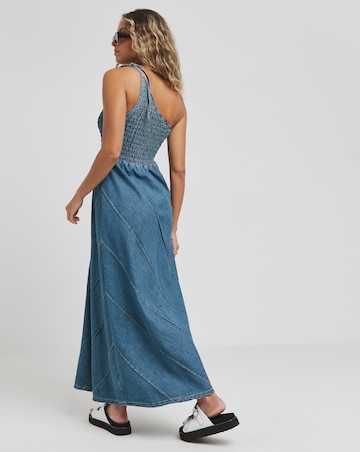 Mid Blue Asymetric Denim Dress