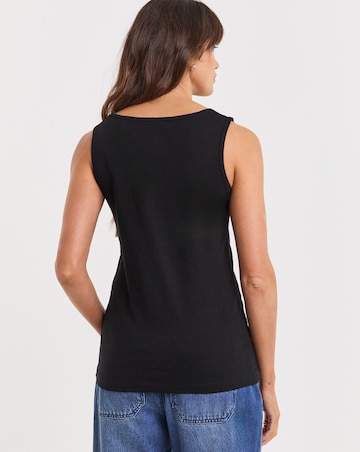 Pure Cotton Black Square Neck Vest