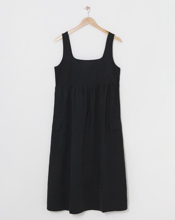 Black Cargo Utility Midi Dress