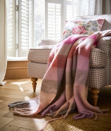 Mila Check Faux Mohair Throw - Pink
