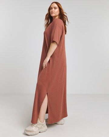 Simply Be Terracotta Soft Ribbed Maxi T-Shirt Dress