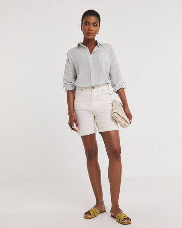 Washed Stripe Cotton Mix Long Sleeved Shirt