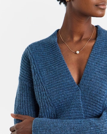 Blue Deep V Neck Knitted Jumper