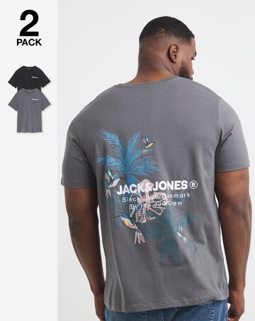 Jack & Jones Hawaii Back Graphic T-Shirt 2 Pack - Multi