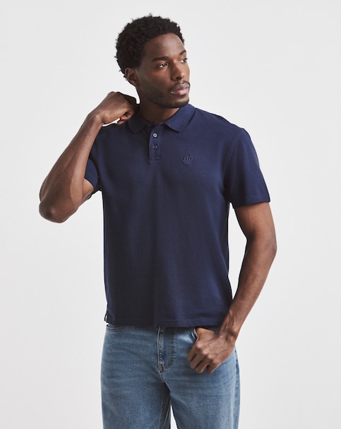 Union Relaxed Fit Pique Polo - Navy