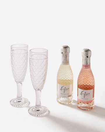 Kylie Minogue Prosecco and Rose with Flute Glasses Gift Set