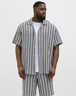 Jack &amp; Jones Coba Stripe Resort Shirt - Blue
