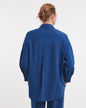 Stripe Twill Oversized Long Sleeve Shirt