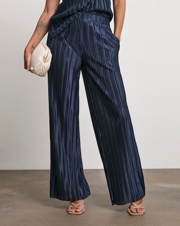 Joanna Hope Metallic Plisse Wide Leg Trousers