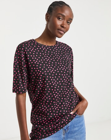 Pink Spot Print Longline Oversized Tee