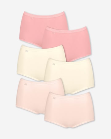 Sloggi 6Pack Cotton Basic Maxi Knicker, Pink Multi