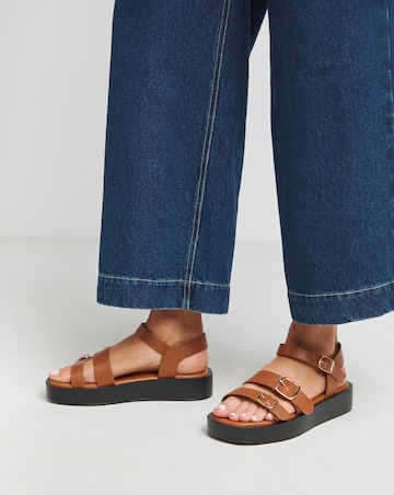 Tokyo Multi Buckle Hardware Detail Sandals - Extra Wide Fit (EEE)