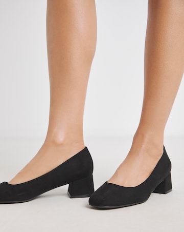 Heavenly Soles Catherine Low Block Heel Court Shoes - Wide Fit (E)