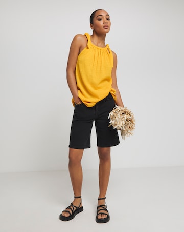 Simply Be Orange Textured Tie Shoulder Top