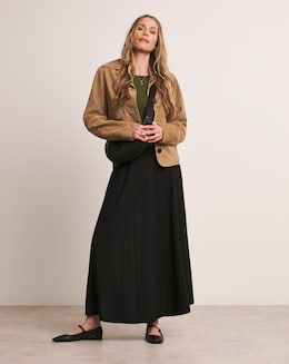 Anthology Black Linen Seam Detail Maxi Skirt