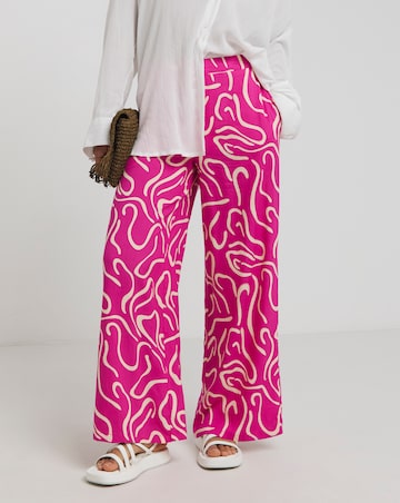 Simply Be Pink Print Wide Leg Trousers