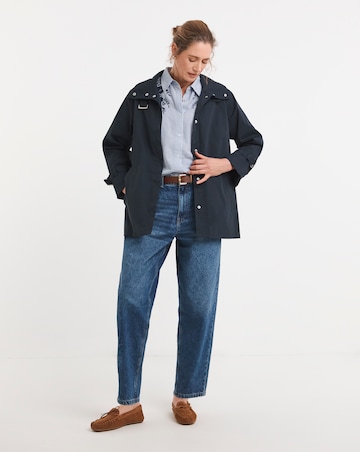 Navy Funnel Neck Trench Coat