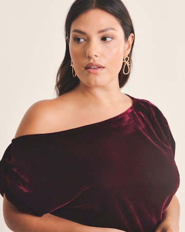 Simply Be Wine Red Velour Off The Shoulder Top