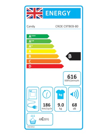 Candy Smart Pro Inverter CROE C9TBGB-80 Wifi 9Kg Condenser Tumble Dryer Black