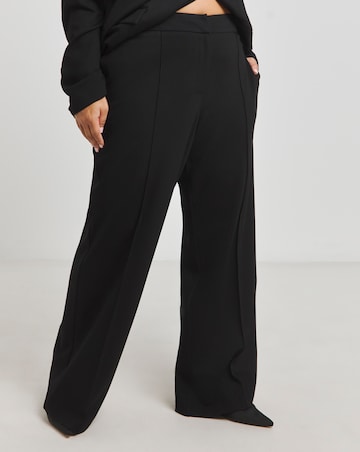 Simply Be Black Premium Ponte Wide Leg Tailored Trousers