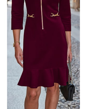Sosandar Hardwear Detail Ponte Fit And Flare Dress